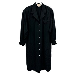 Vintage Relin 100% Silk Dress Size 9/10 Medium Dark Academia Minimalist Witchy‎